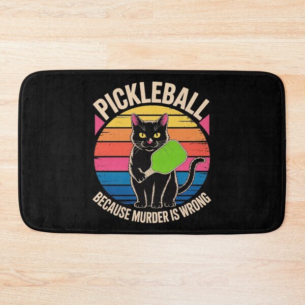 Item preview, Black Cat Pickleball Because Murder Is Wrong Cat designed and sold by BubblePancake.