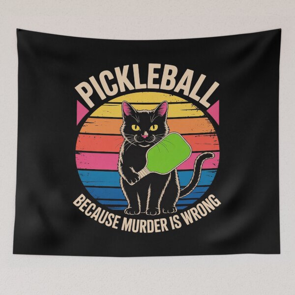 Item preview, Black Cat Pickleball Because Murder Is Wrong Cat designed and sold by BubblePancake.