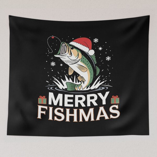 Item preview, Merry Fishmas Funny Fishing Christmas Design designed and sold by ElaineEsther.
