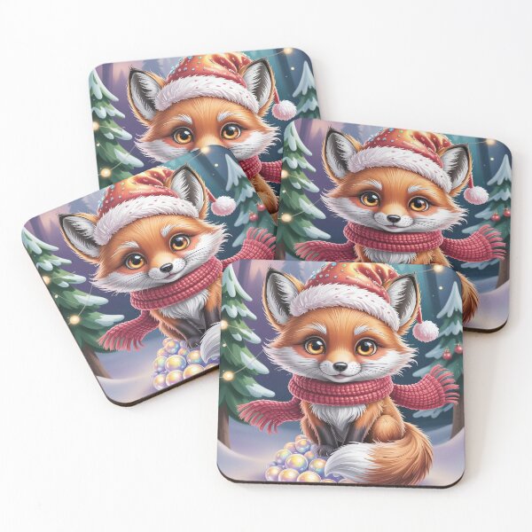 Item preview, Tiny Mystical Fox – Magical Christmas Kawaii Sticker (Golden Santa Hat & Snowflake Glow) designed and sold by RBToper.