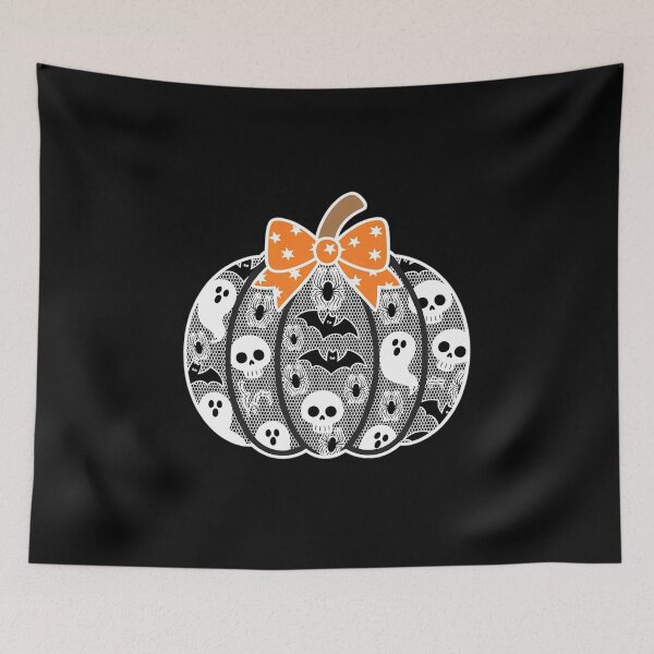 Item preview, Black Lace Pumpkin Coquette Halloween Fall Season Lace Bow designed and sold by BubblePancake.