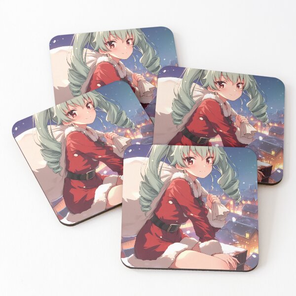 Item preview, Anchovy Girls Und Panzer Christmas Anime Girl Winter Santa Rooftop Night designed and sold by HumbertoValveno.
