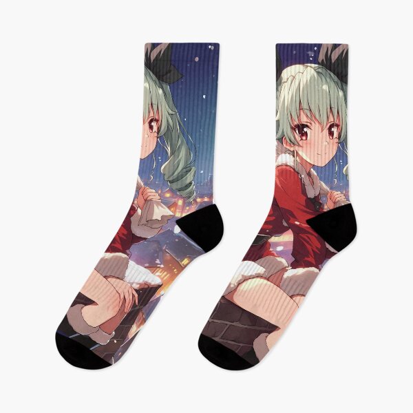 Artikelvorschau, Anchovy Girls und Panzer Weihnachten Anime Mädchen Winter Weihnachtsmann Dachterrasse Nacht entworfen und verkauft von HumbertoValveno.