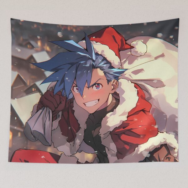 Item preview, Kamina Christmas Courage Gurren Lagann Anime Santa Claus Winter Rooftop Night designed and sold by HumbertoValveno.