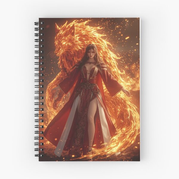 Artikelvorschau, Flammenmagierin – Anime-Feuergeist-Kunst entworfen und verkauft von AMPrintsArt.