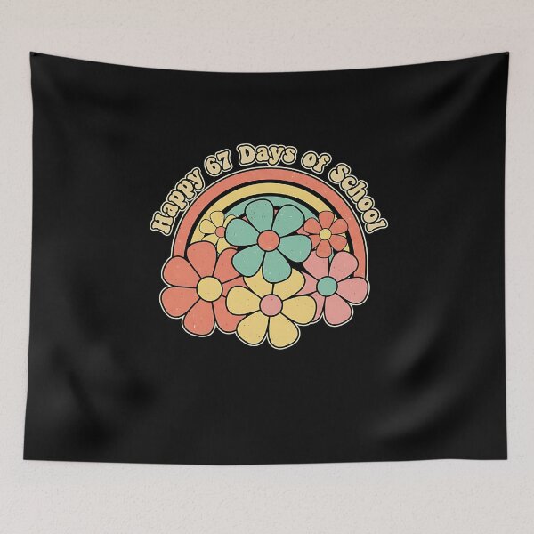 Item preview, Happy 67 Days of School Retro Groovy Flowers Design designed and sold by facegm.