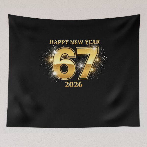 Item preview, Happy Six Seven 67 New Year 2026 Gold Sparkle Design 2 designed and sold by facegm.