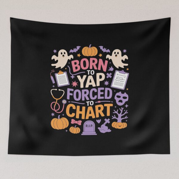 Item preview, Boho Born to Yap Forced to Chart Halloween Ghost Nurse designed and sold by NetoGalaxy.