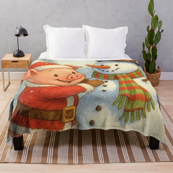 Item preview, Funny pig builds snowman, Merry Christmas designed and sold by Mauswohn.