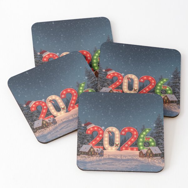 Item preview, Festive 2026 Christmas & New Year Scene – Snowy Holiday Landscape with Decorated Numbers designed and sold by PixelVibe782.