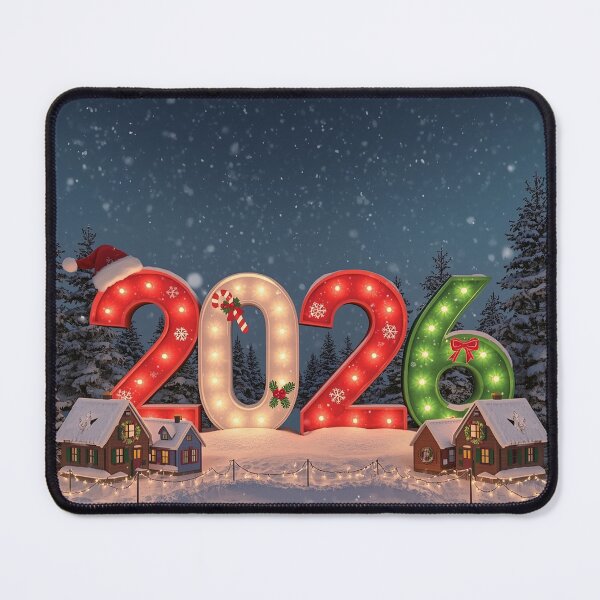 Item preview, Festive 2026 Christmas & New Year Scene – Snowy Holiday Landscape with Decorated Numbers designed and sold by PixelVibe782.