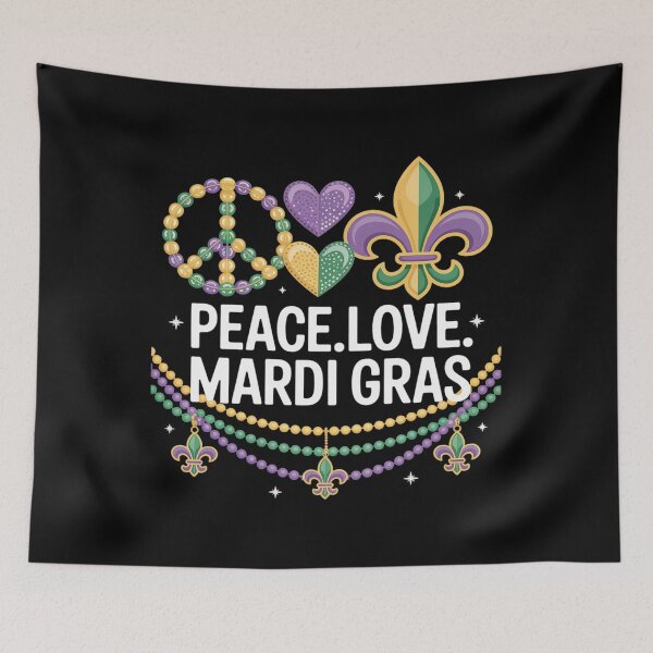 Item preview, Peace Love Mardi Gras Beads for women Carnival designed and sold by catsdothingz.
