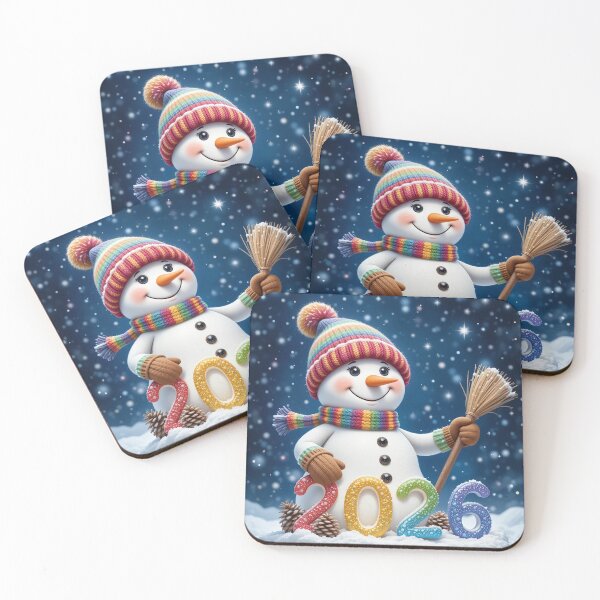 Item preview, Cheerful Snowman with Glittering 2026 Numbers – Festive Winter Night Illustration designed and sold by PixelVibe782.