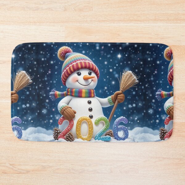 Item preview, Cheerful Snowman with Glittering 2026 Numbers – Festive Winter Night Illustration designed and sold by PixelVibe782.