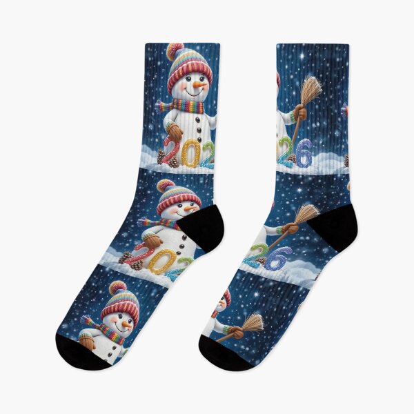 Item preview, Cheerful Snowman with Glittering 2026 Numbers – Festive Winter Night Illustration designed and sold by PixelVibe782.