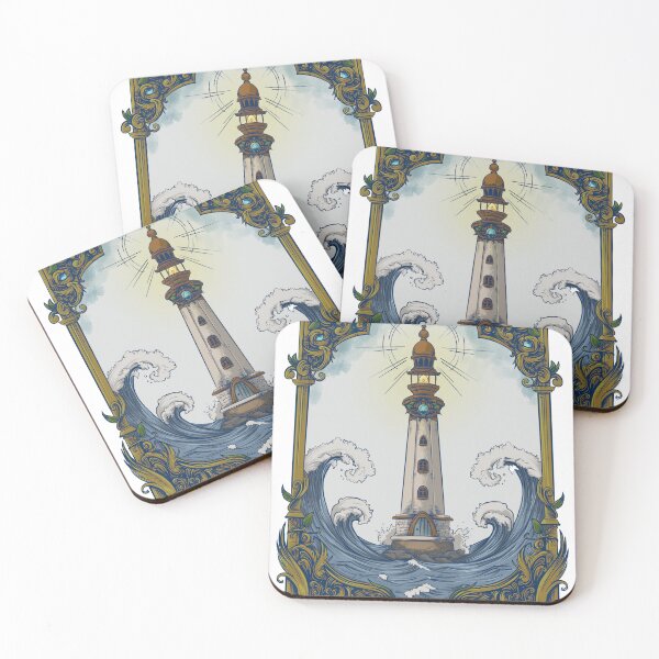 Item preview, Vintage Lighthouse Waves Art – Ornate Nautical Illustration designed and sold by anandariki.