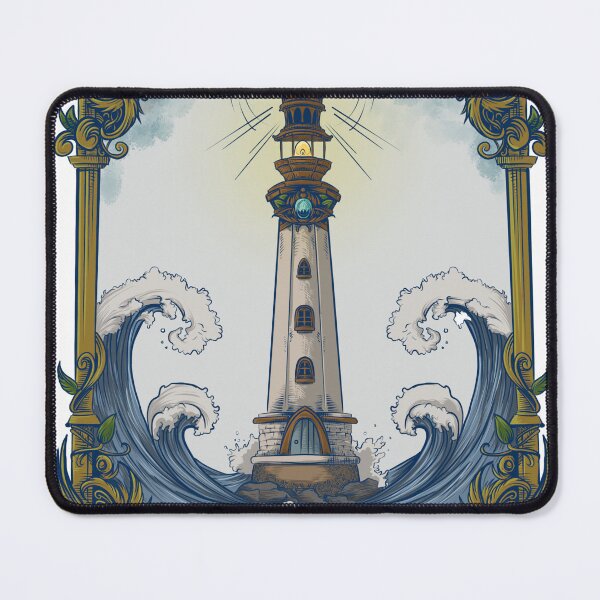 Item preview, Vintage Lighthouse Waves Art – Ornate Nautical Illustration designed and sold by anandariki.