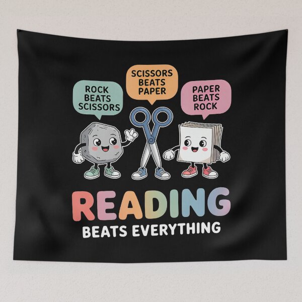 Item preview, Reading Beats Everything Teacher Rock Paper Scissors designed and sold by ToriKarla.