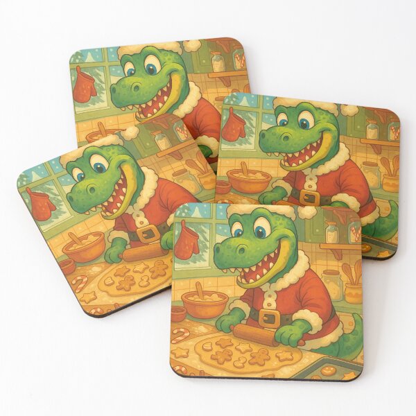 Item preview, Funny dinosaur bakes Christmas cookies designed and sold by Mauswohn.