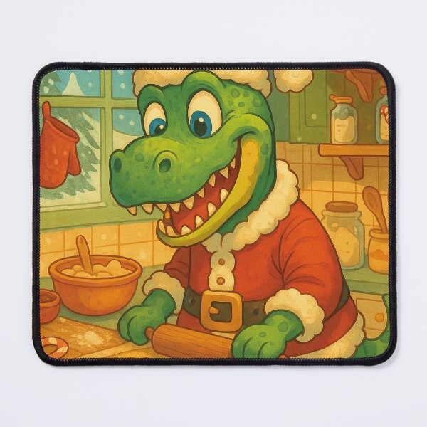 Item preview, Funny dinosaur bakes Christmas cookies designed and sold by Mauswohn.