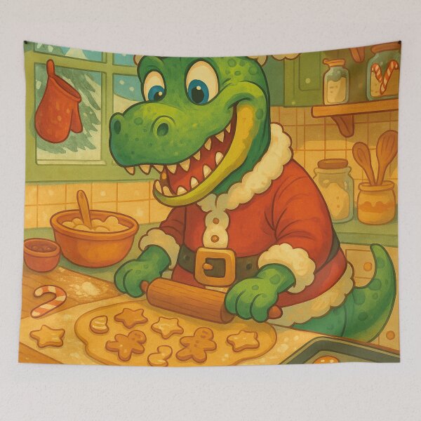 Item preview, Funny dinosaur bakes Christmas cookies designed and sold by Mauswohn.