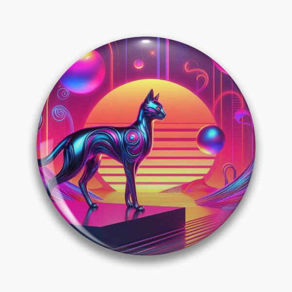 Item preview, Neon Cat Voyager – Synthwave Sunset Explorer designed and sold by Dogandesighn.