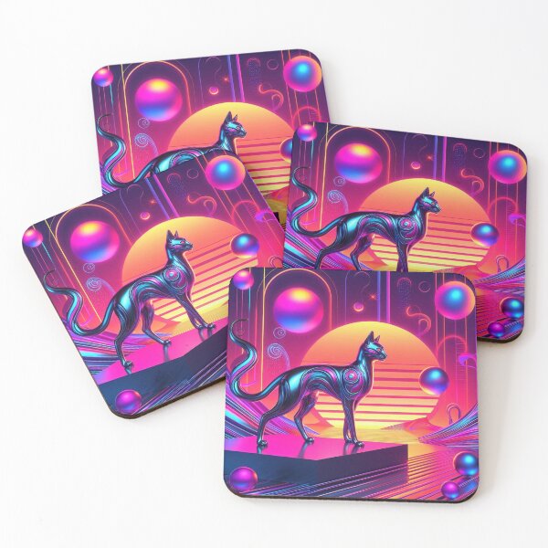 Item preview, Neon Cat Voyager – Synthwave Sunset Explorer designed and sold by Dogandesighn.