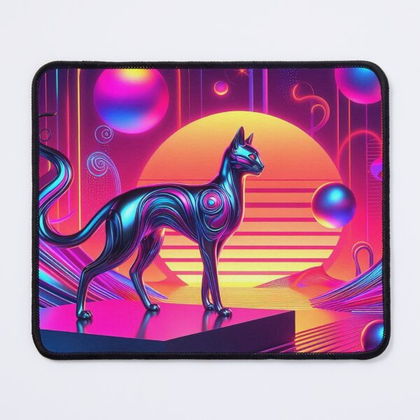 Item preview, Neon Cat Voyager – Synthwave Sunset Explorer designed and sold by Dogandesighn.