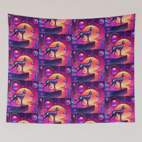 Item preview, Neon Cat Voyager – Synthwave Sunset Explorer designed and sold by Dogandesighn.