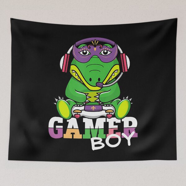 Item preview, Mardi Gras Alligator Gamer Gaming Video Games Men Boys Kids designed and sold by ToriKarla.
