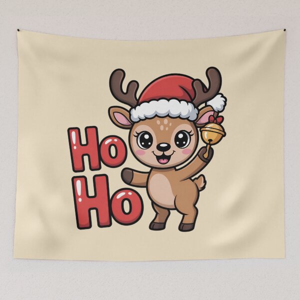 Item preview, Cute Christmas Reindeer – Ho Ho Ho Bell Chibi Art designed and sold by Nimkaew.