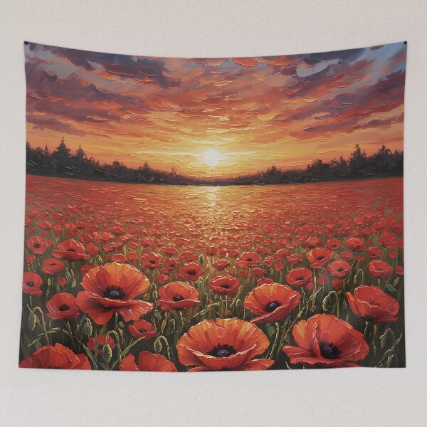 Item preview, Crimson Horizon – Sunset Over Poppy Field designed and sold by Sim shin.