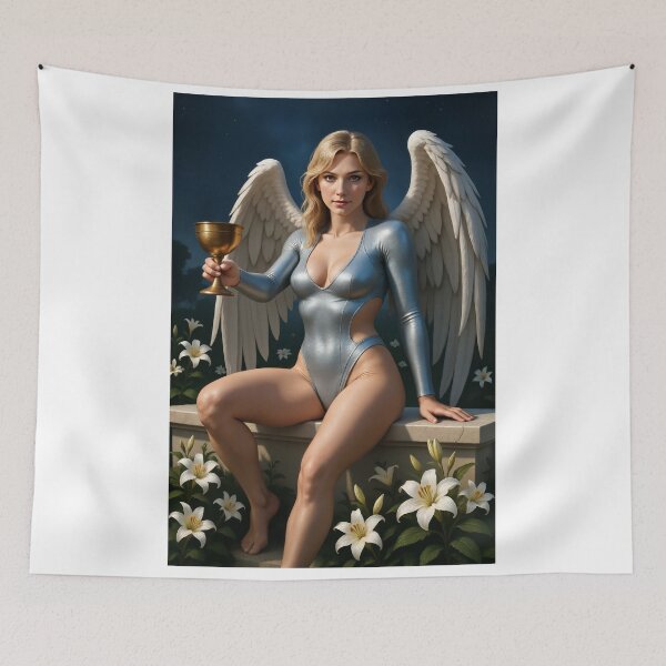 Item preview, Generous Angel silver suit golden cup night lilies designed and sold by CathryneDelamort.