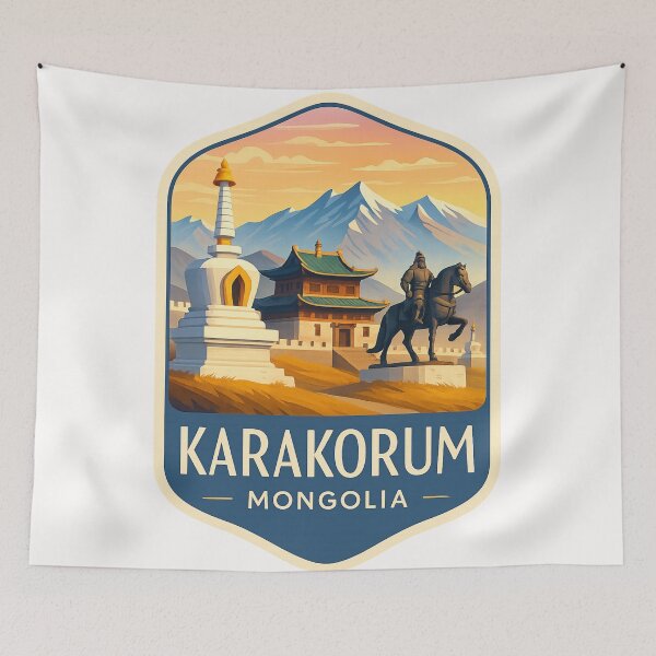 Item preview, Karakorum Temple and Warrior Statue, Mongolia designed and sold by Places On Earth.