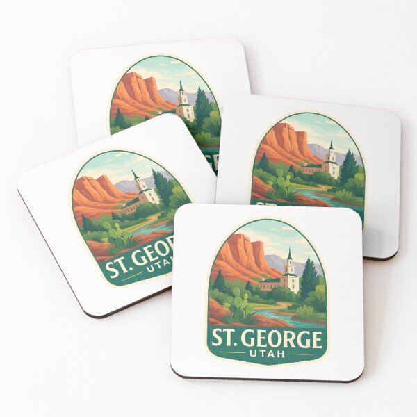 Item preview, St. George Temple and Cactus Landscape, Utah designed and sold by Places On Earth.