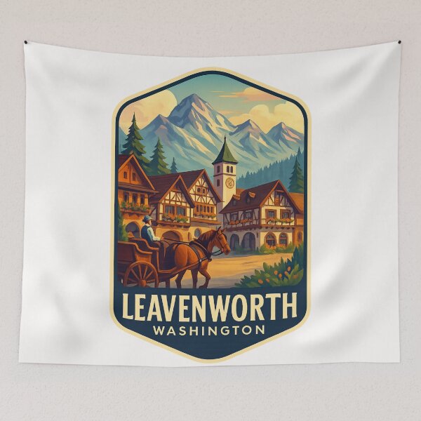 Item preview, Leavenworth Village and Cascade Mountains, Washington designed and sold by Places On Earth.