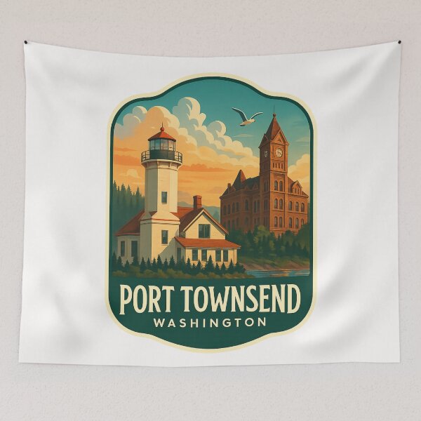 Item preview, Port Townsend Lighthouse and Jefferson County Courthouse, Washington designed and sold by Places On Earth.