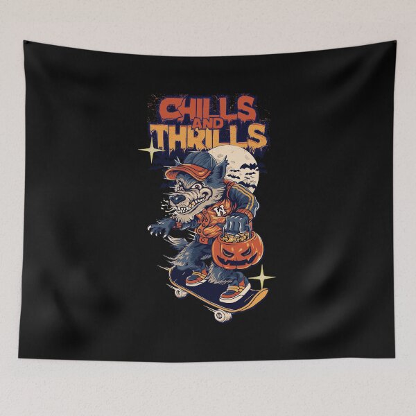 Item preview, Chills and Thrills Werewolf Skater - Retro Halloween Graphic Design designed and sold by ConfuseLab Alt.