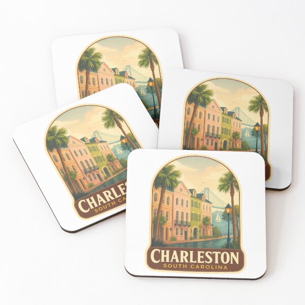 Item preview, Rainbow Row and Arthur Ravenel Jr. Bridge, Charleston South Carolina designed and sold by Aryabek.