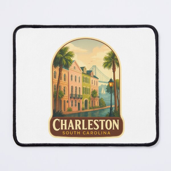 Item preview, Rainbow Row and Arthur Ravenel Jr. Bridge, Charleston South Carolina designed and sold by Aryabek.