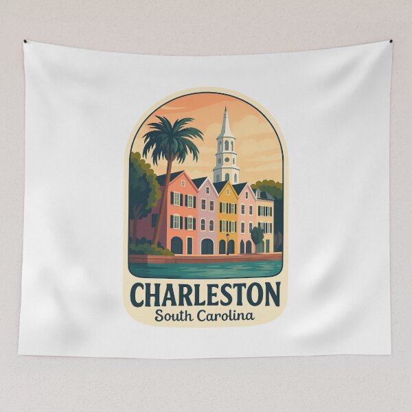 Item preview, Rainbow Row and Church Steeple, Charleston South Carolina designed and sold by Aryabek.