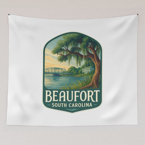Item preview, Beaufort Riverfront with Woods Memorial Bridge, South Carolina designed and sold by Aryabek.