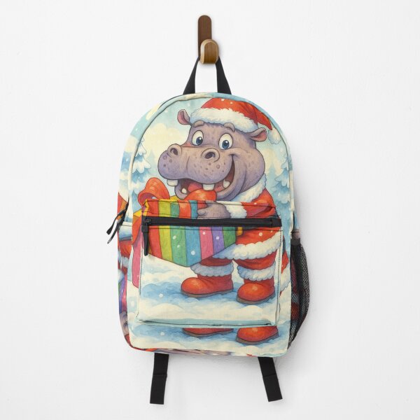 Item preview, Cute hippopotamus with a big Christmas present designed and sold by Mauswohn.