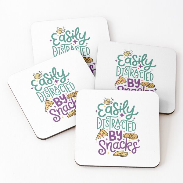 Item preview, Easily Distracted By Snacks — Funny Food Lover Typography Art designed and sold by Colorful-Garden.