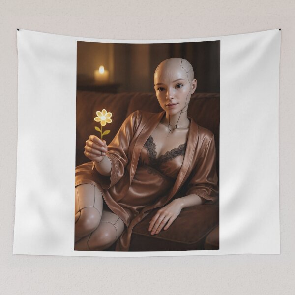 Item preview, Android in silk robe presenting glowing flower designed and sold by CathryneDelamort.
