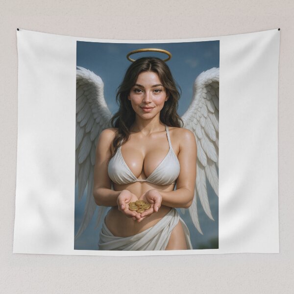 Item preview, Angel in white bikini shares gold coins generously designed and sold by CathryneDelamort.
