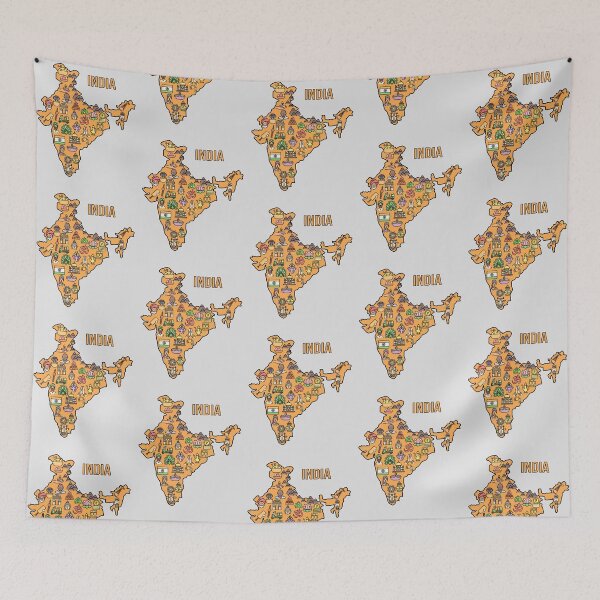 Item preview, Colorful India Map – Cultural Icons T-Shirt designed and sold by mashmosh.