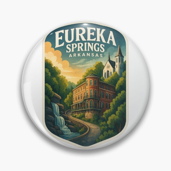 Item preview, Eureka Springs Arkansas Waterfall and Historic Hotel Scene designed and sold by Aryabek.