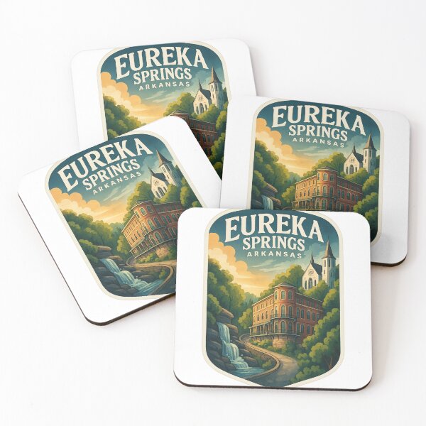 Item preview, Eureka Springs Arkansas Waterfall and Historic Hotel Scene designed and sold by Aryabek.