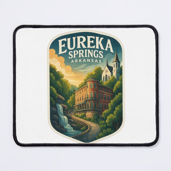Item preview, Eureka Springs Arkansas Waterfall and Historic Hotel Scene designed and sold by Aryabek.